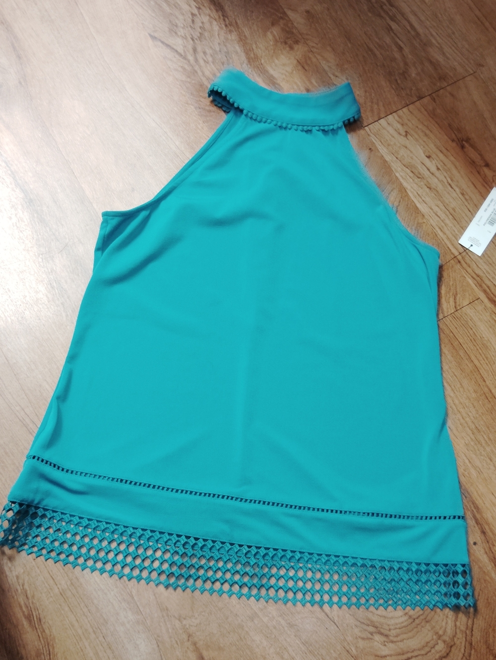 Worthington Teal Halter Neck Camisole with Eyelet Hem